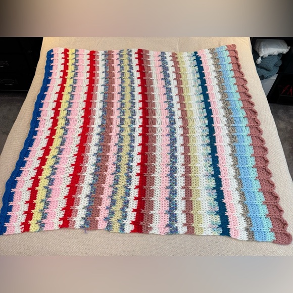 Homemade Crochet Multicolor Lap Blanket 47”x48” - Picture 1 of 8